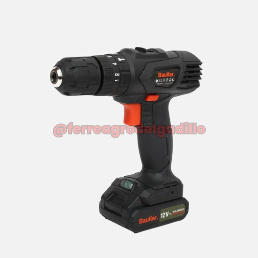 Taladro percutor atornillador BAUKER 12 V 3/8” (1.3 Ah)